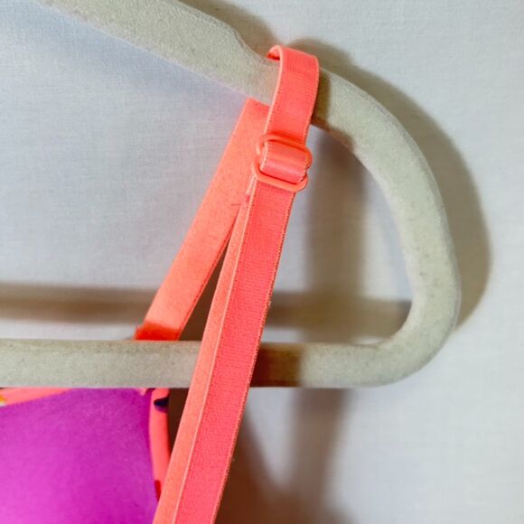 PINK Wear Everywhere Peach Multicolored Floral Underwire Lined T-Shirt Bra 32B - Picture 12 of 12